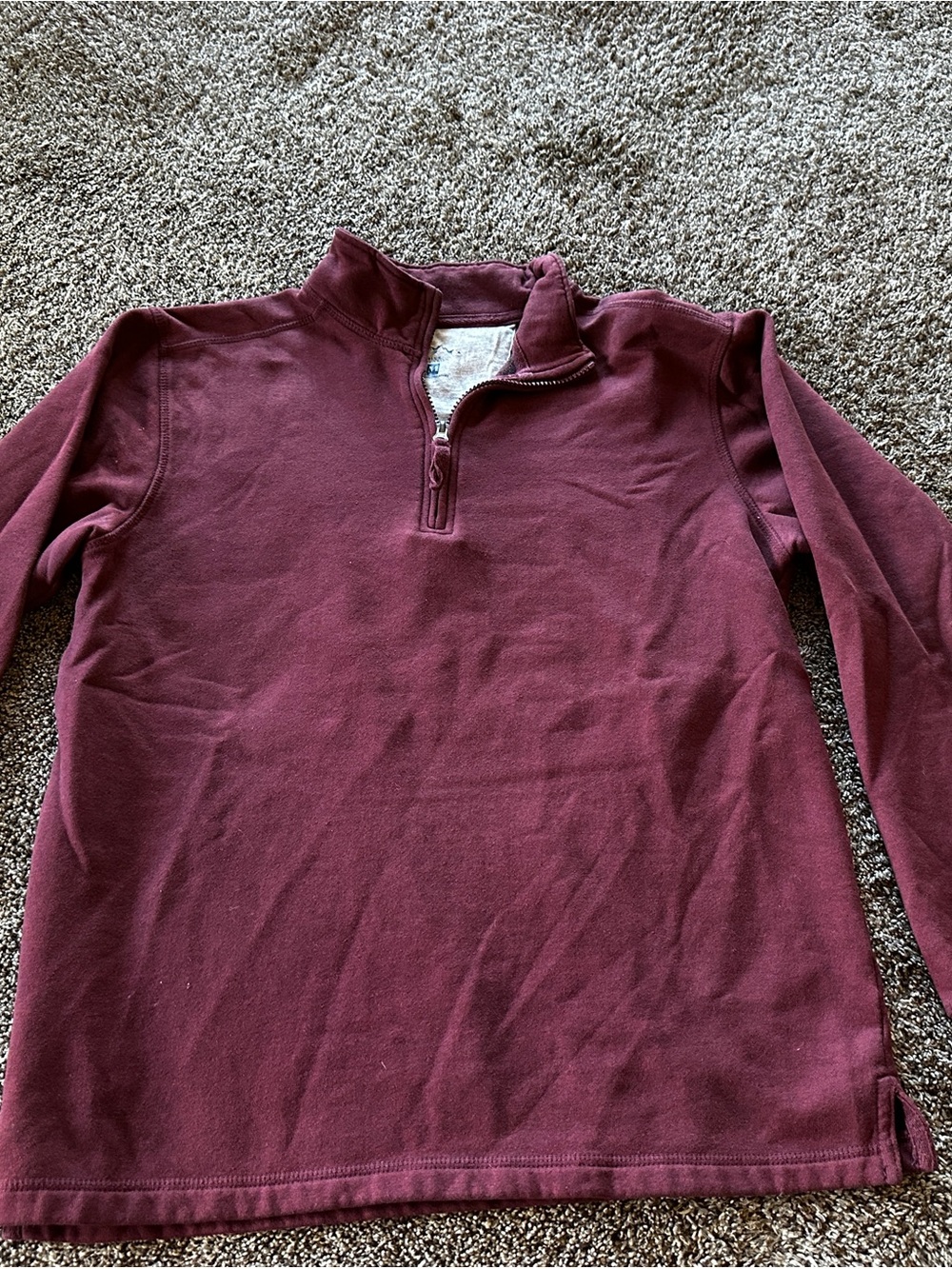 Blue Mountain Unisex Medium Half Zip Pullover Sweater Red Wine Cotton blend